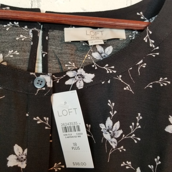 Loft Plus Black Floral Cap Sleeve Jumpsuit NWT - Picture 5 of 8